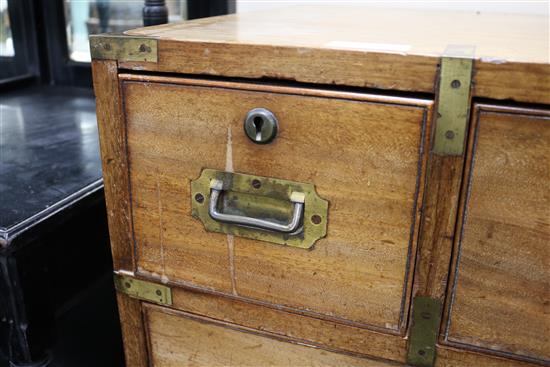 A 19th century mahogany military chest, W.100cm